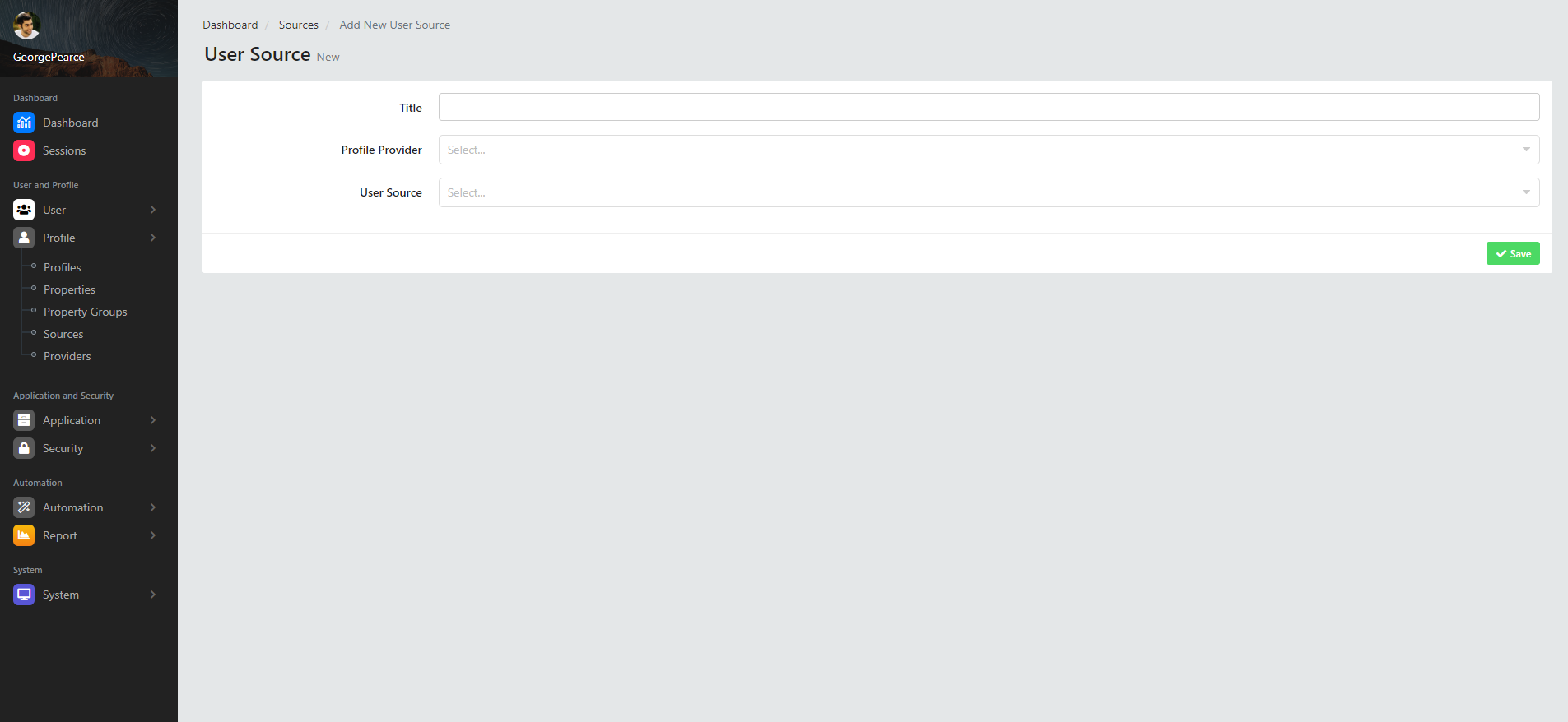 Add New Profile Sources