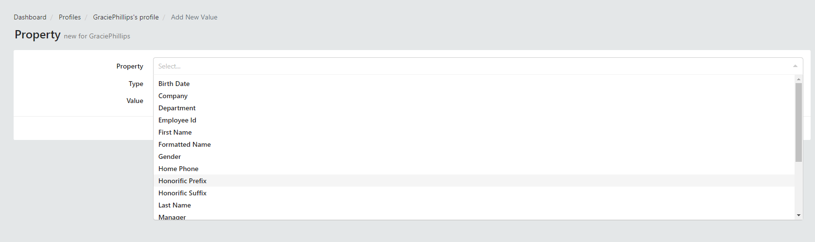 Update Profile Property