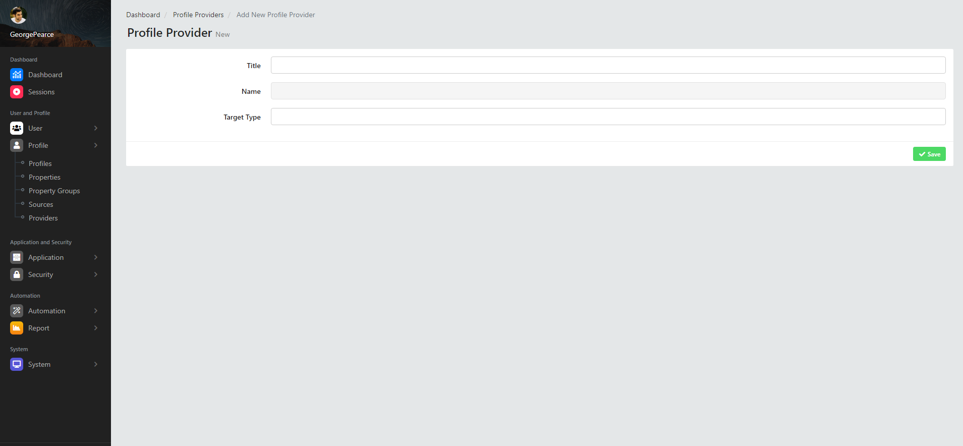 Create New Profile Provider